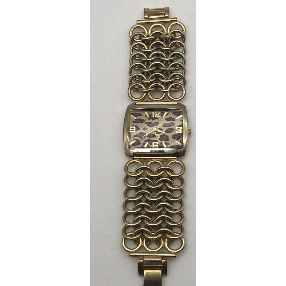 Diane Gilman Ladies Watch Quartz Battery, Lg Chain Link Band Leopard Dial